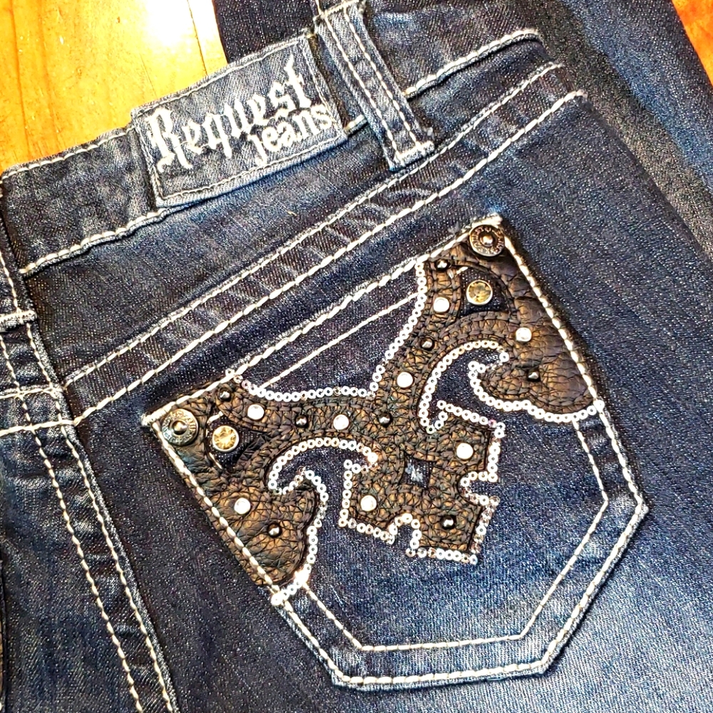 Request Jeans 1/25 x 28" Straight Leg Faux Leather